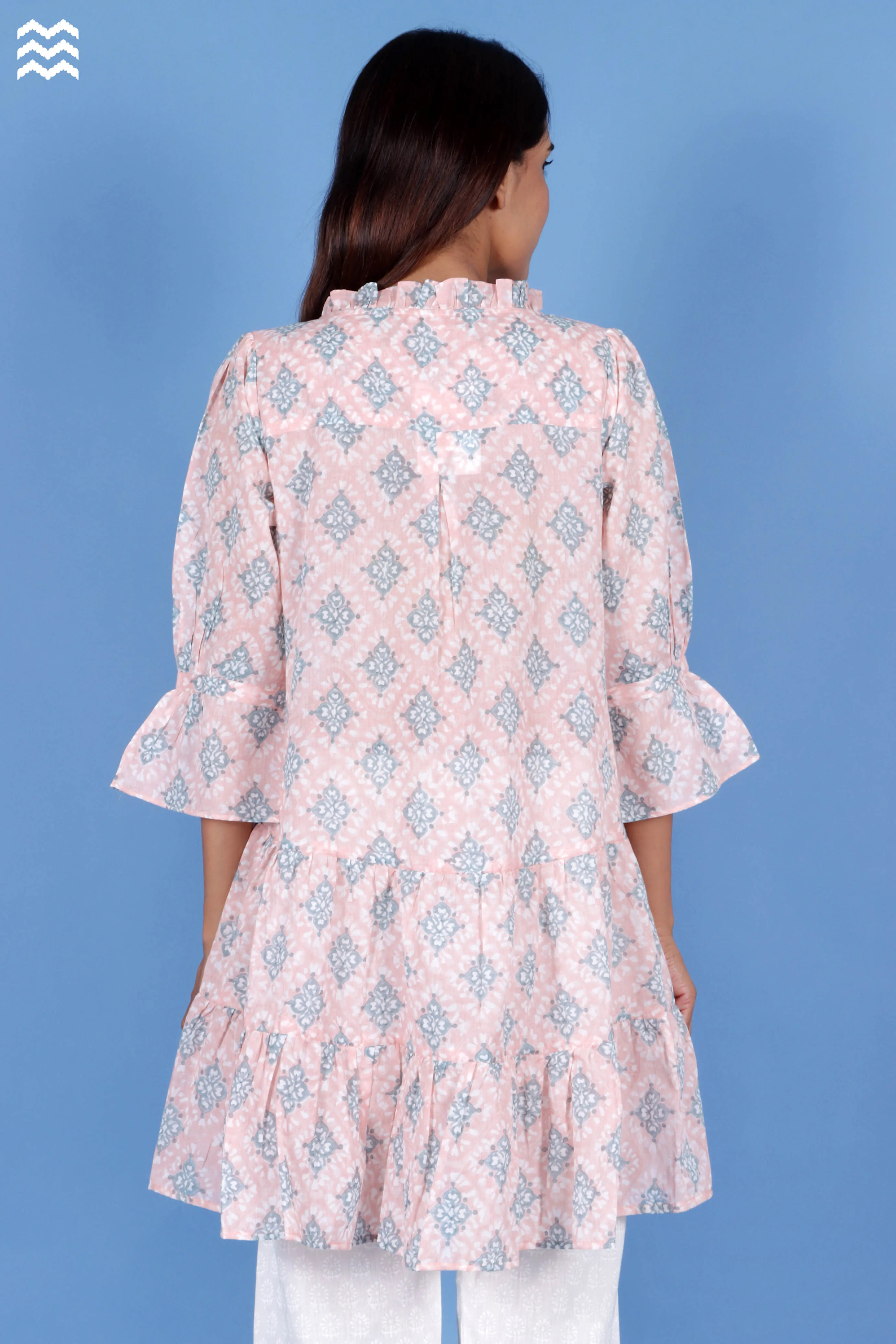 Mulmul Cotton Betty Top In Block Print