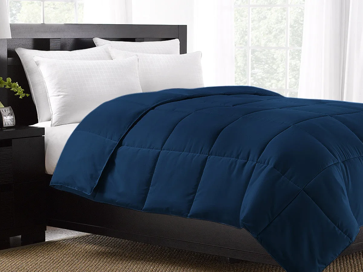 Navy Exquisite Hotel Collection Down Alternative Comforter / Twin Size