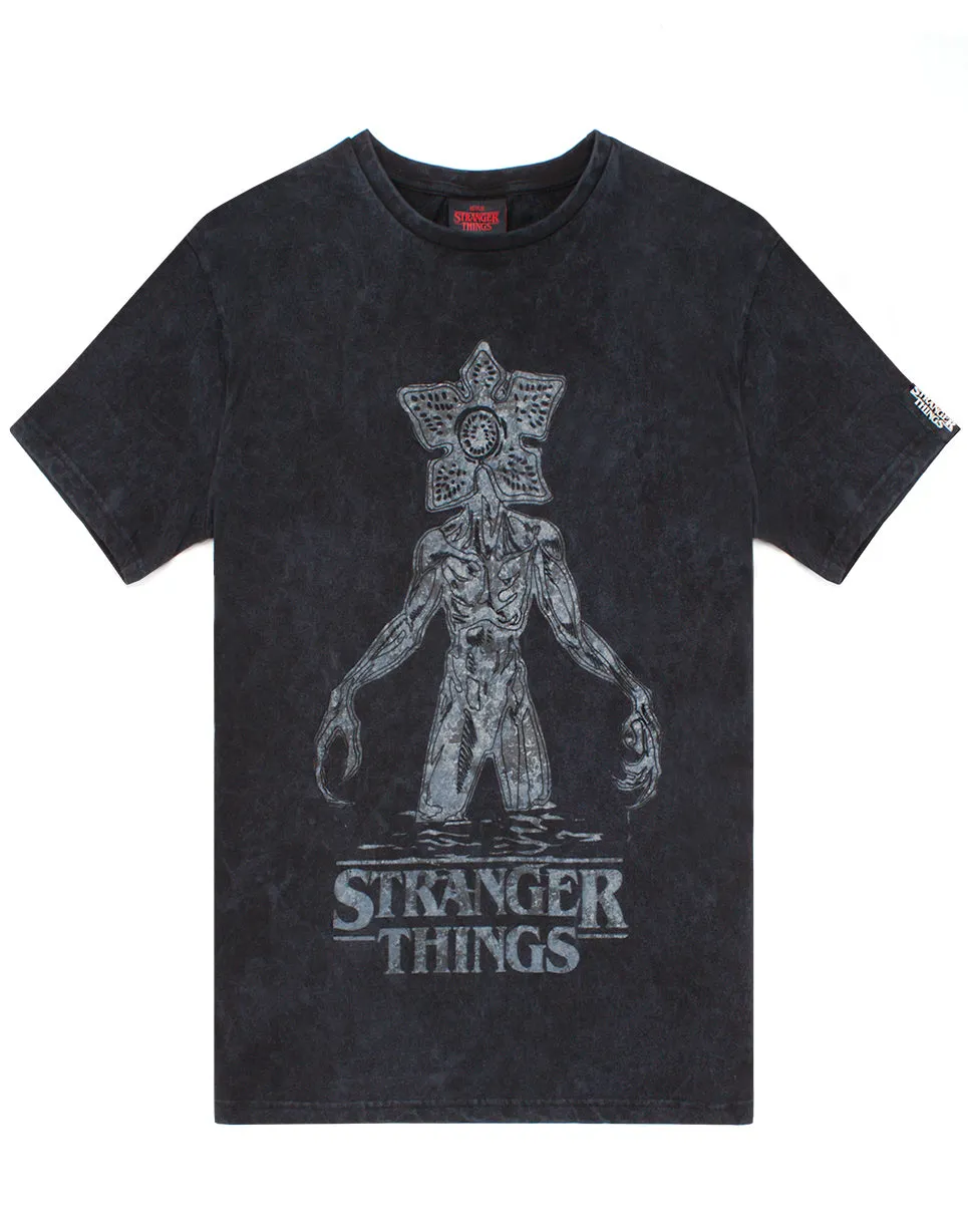 Netflix Stranger Things Acid Wash Women's Tshirt - Charcoal