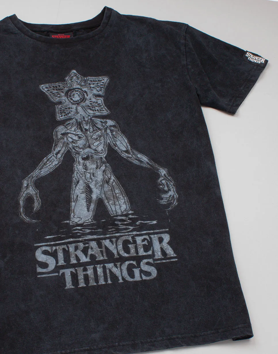 Netflix Stranger Things Acid Wash Women's Tshirt - Charcoal