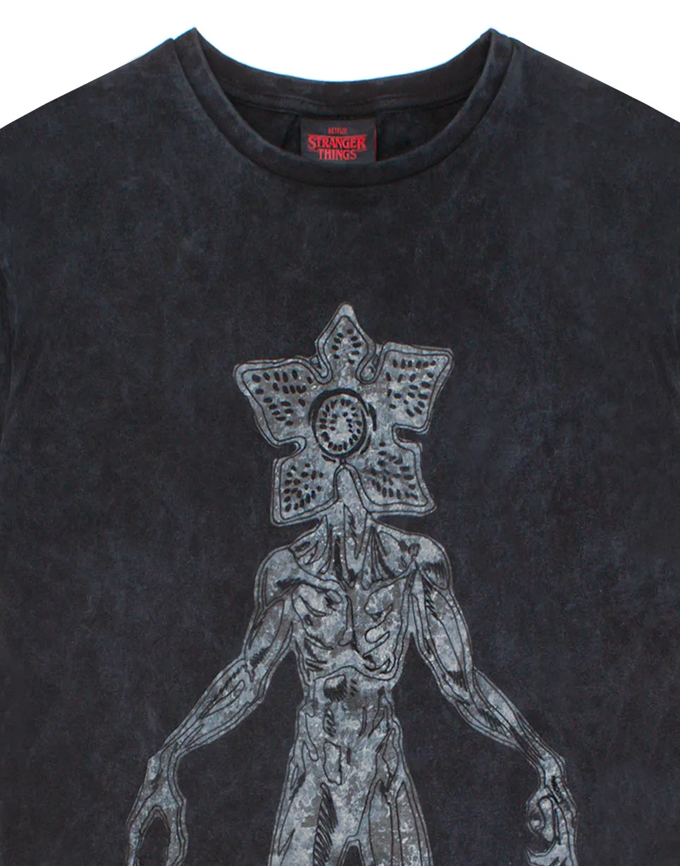 Netflix Stranger Things Acid Wash Women's Tshirt - Charcoal