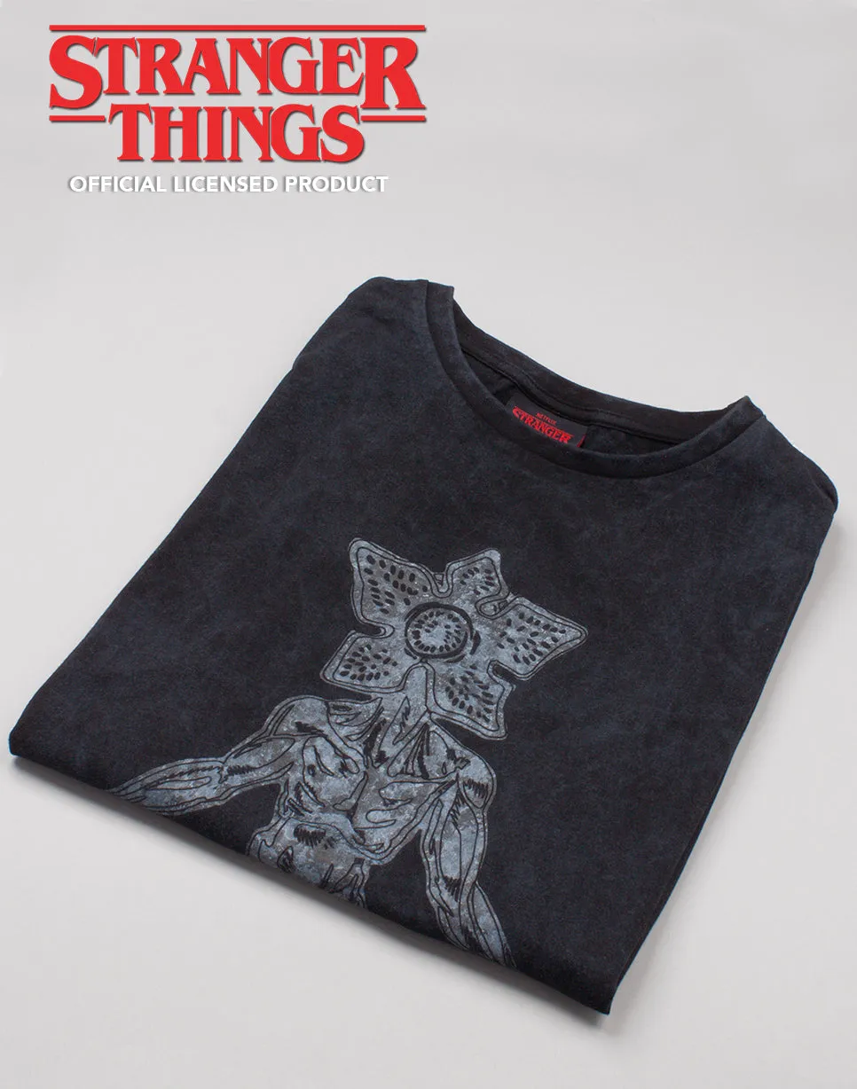 Netflix Stranger Things Acid Wash Women's Tshirt - Charcoal
