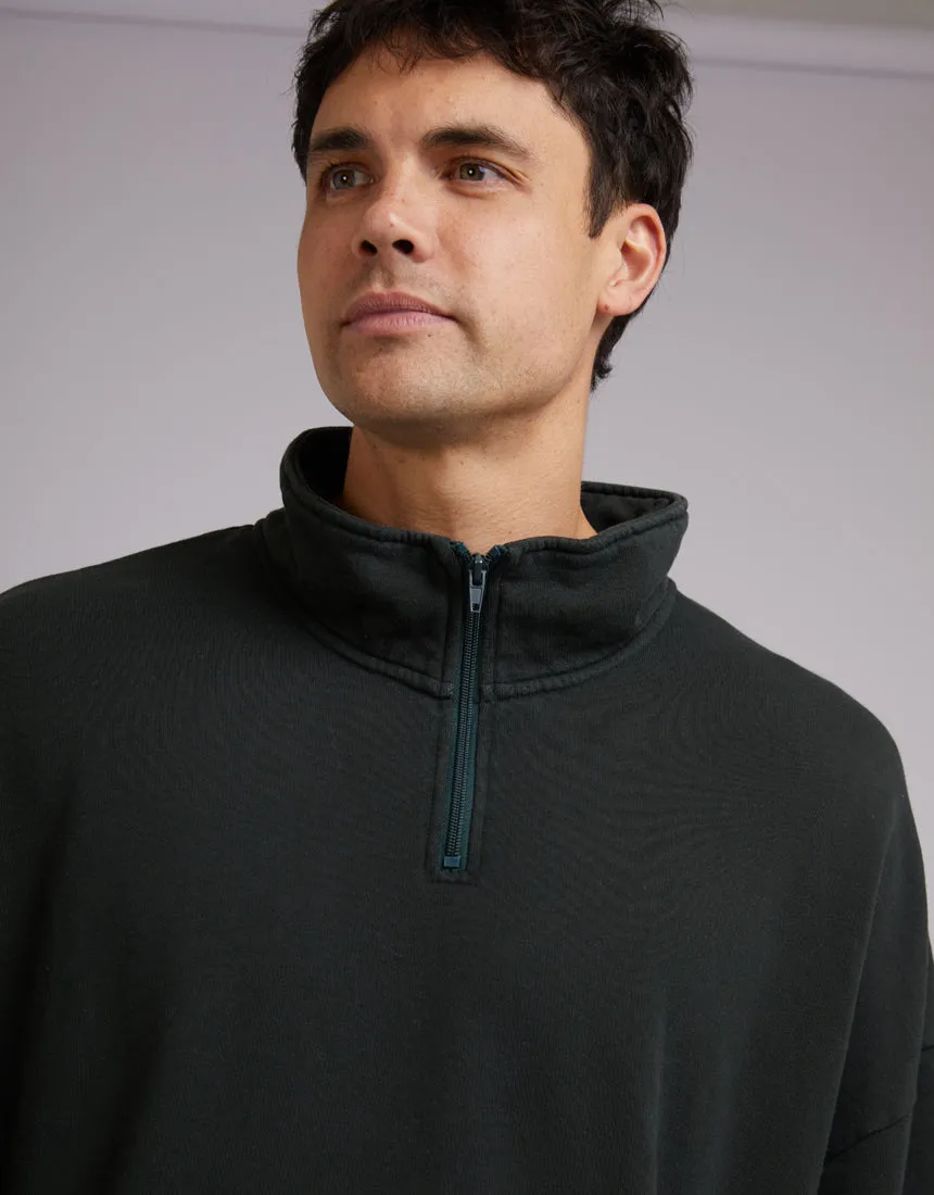 Oversized 1/4 Zip Jumper Dark Green