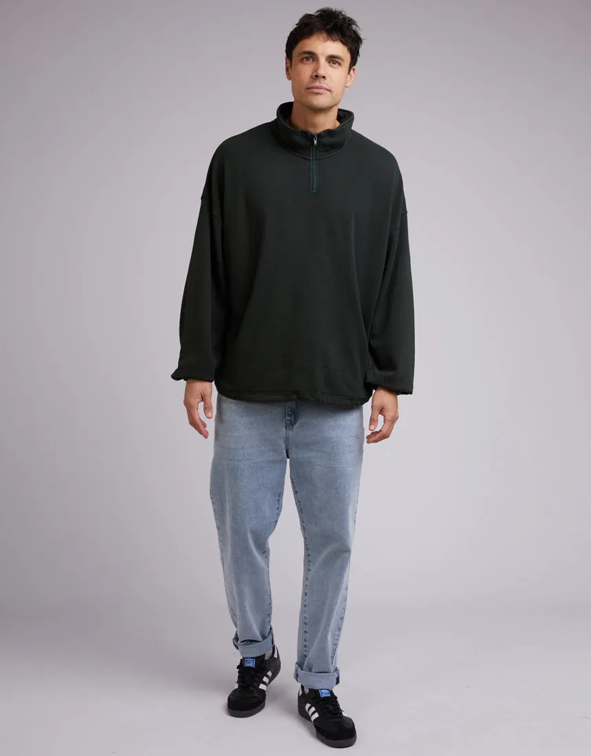 Oversized 1/4 Zip Jumper Dark Green