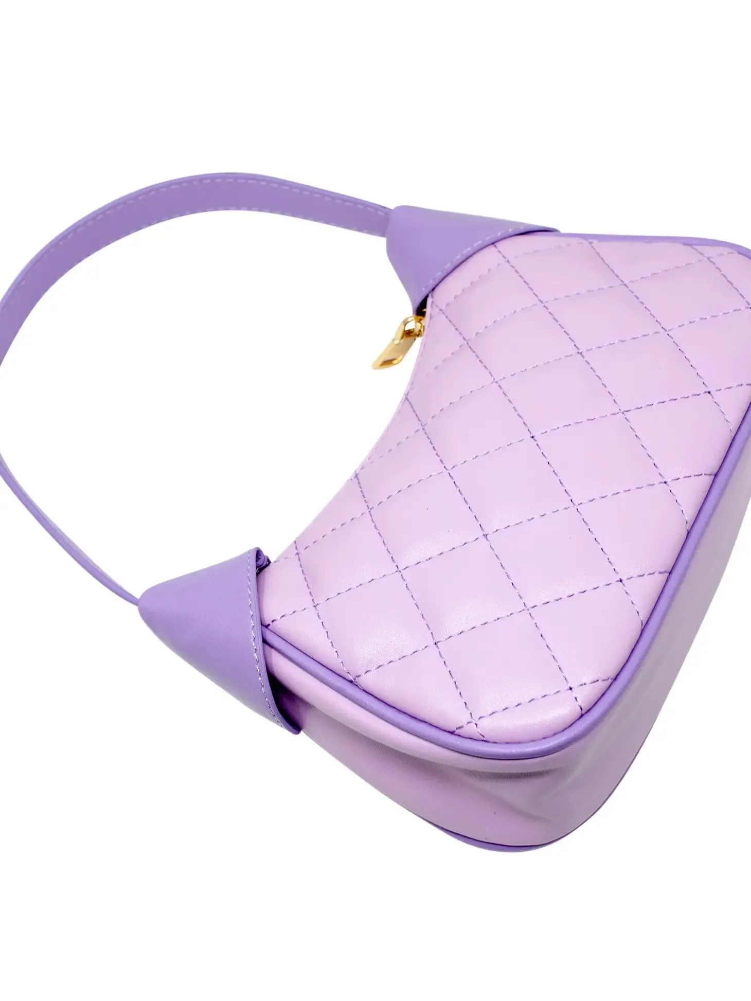 Quilted Leather Zip Top Shoulder Bag