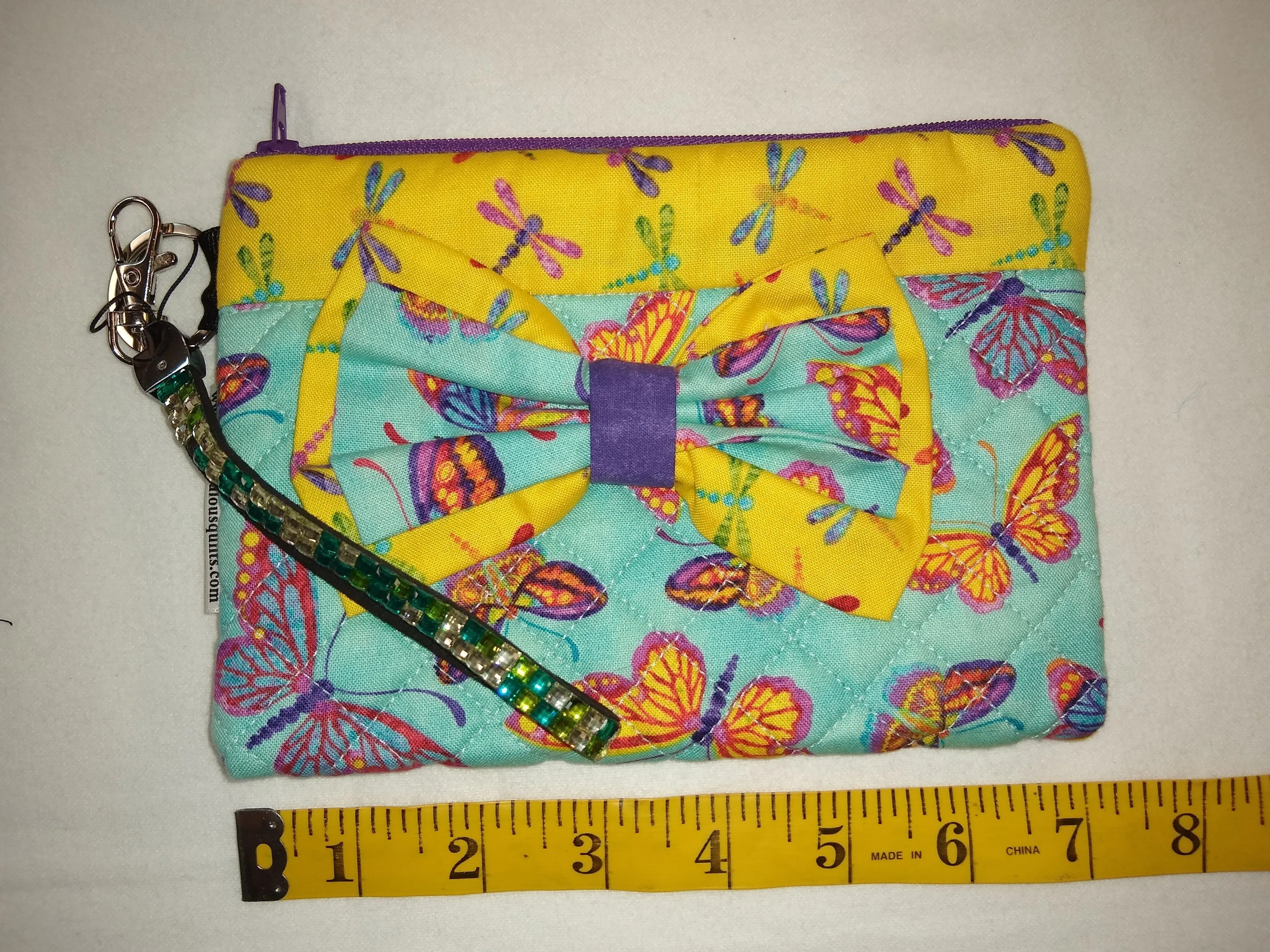 Quilted Wristlet Purse - Butterflies