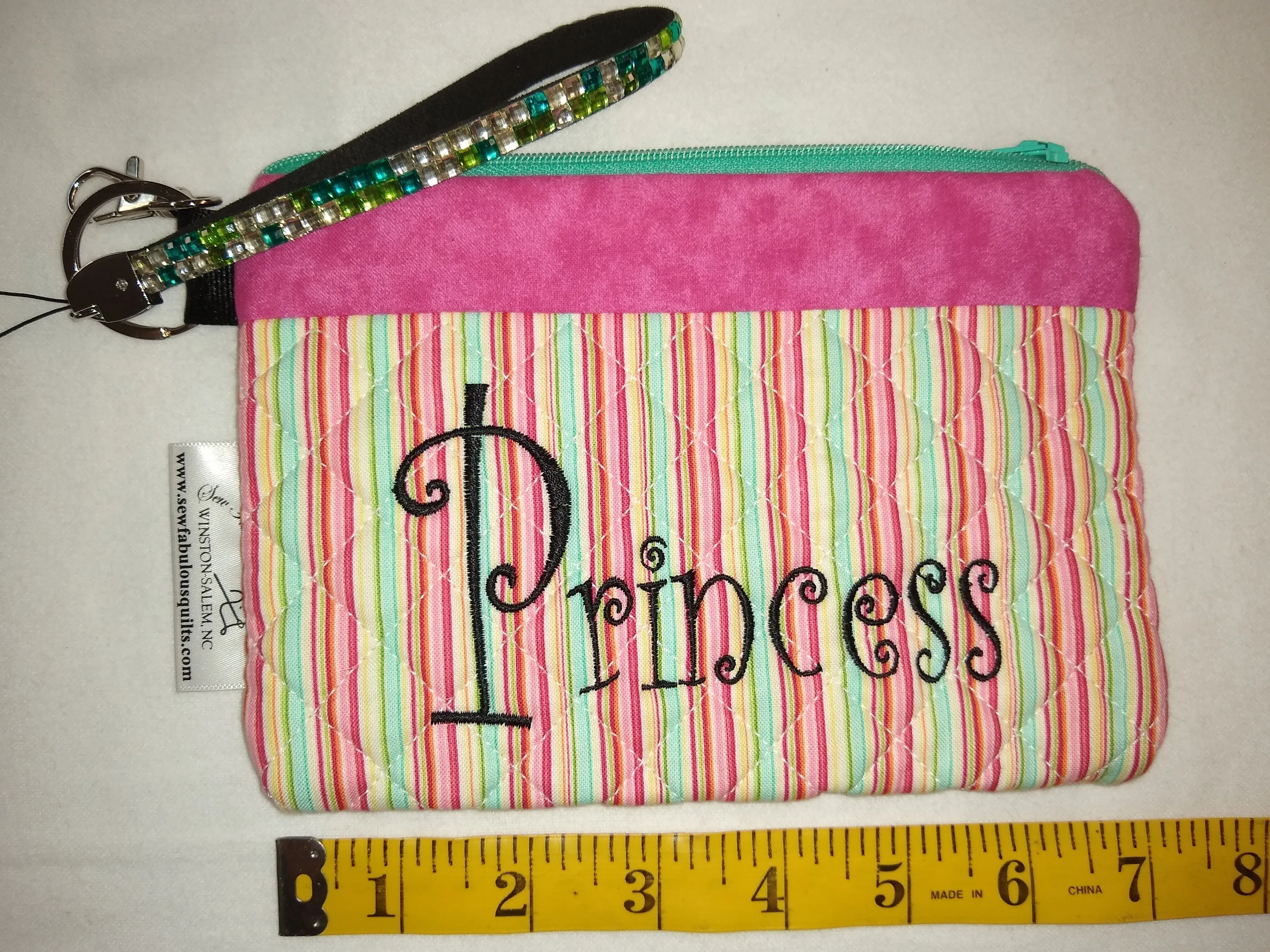 Quilted Wristlet Purse - Princess Stripe