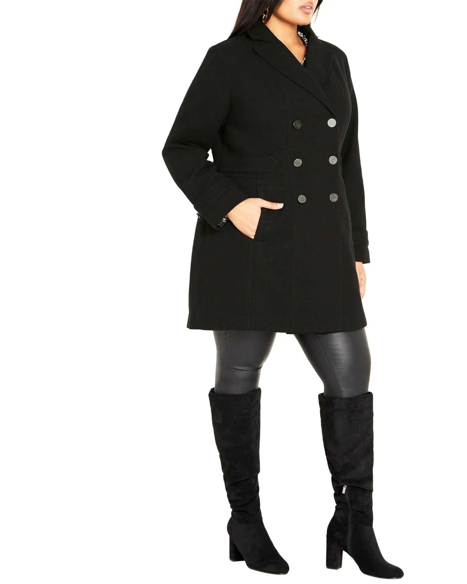 Shelly Military Coat | Black