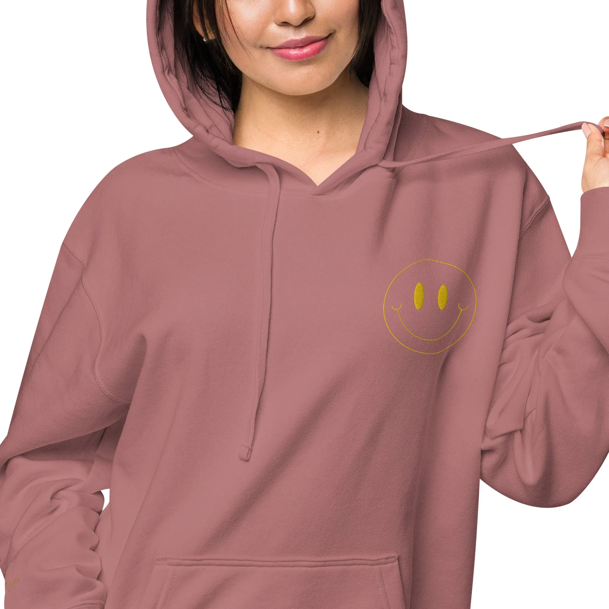 Smiley Face Design Unisex Pigment-Dyed Hoodie