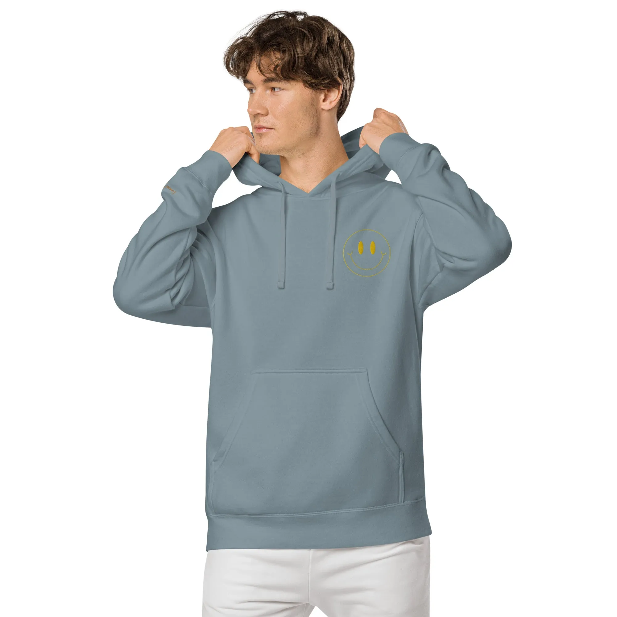 Smiley Face Design Unisex Pigment-Dyed Hoodie