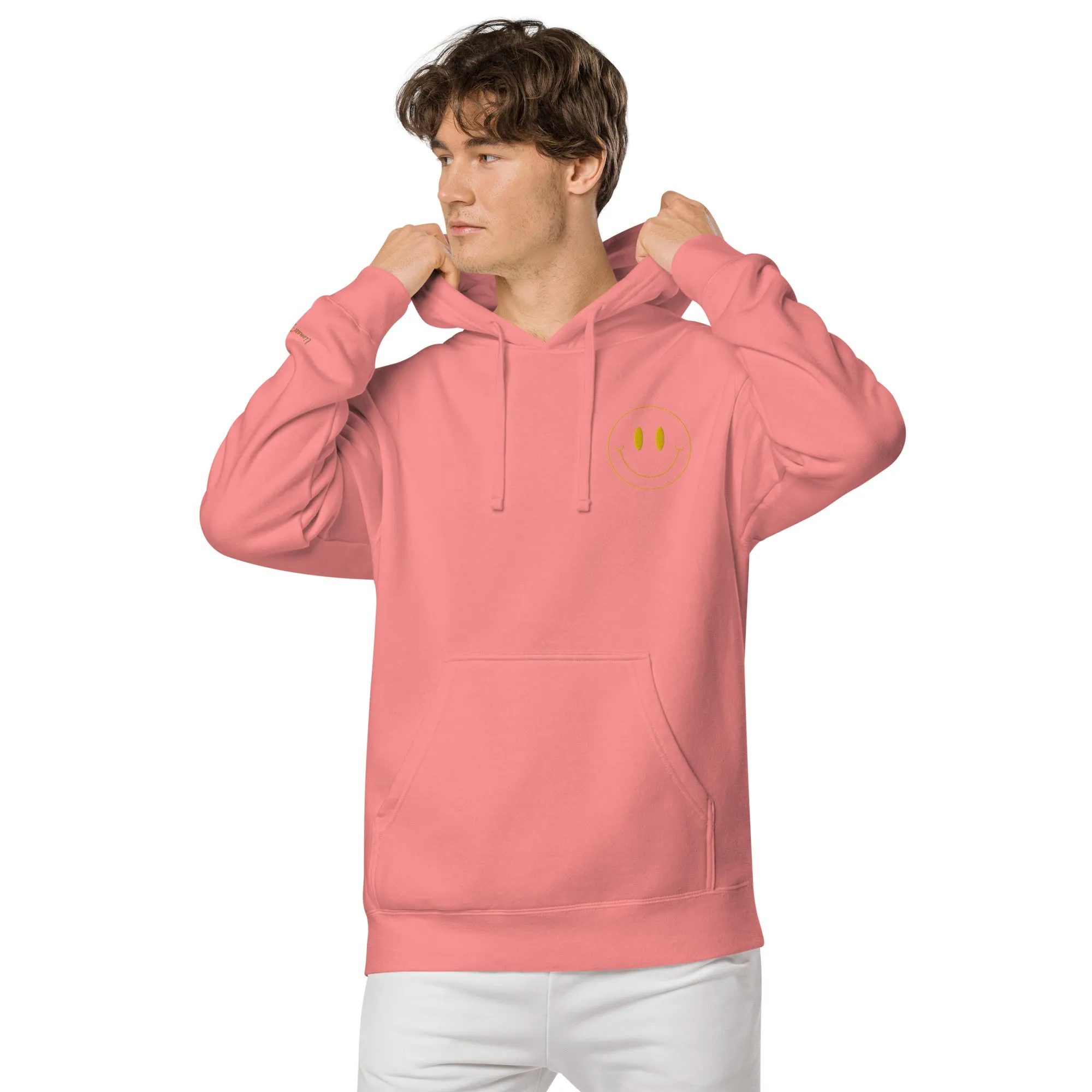 Smiley Face Design Unisex Pigment-Dyed Hoodie