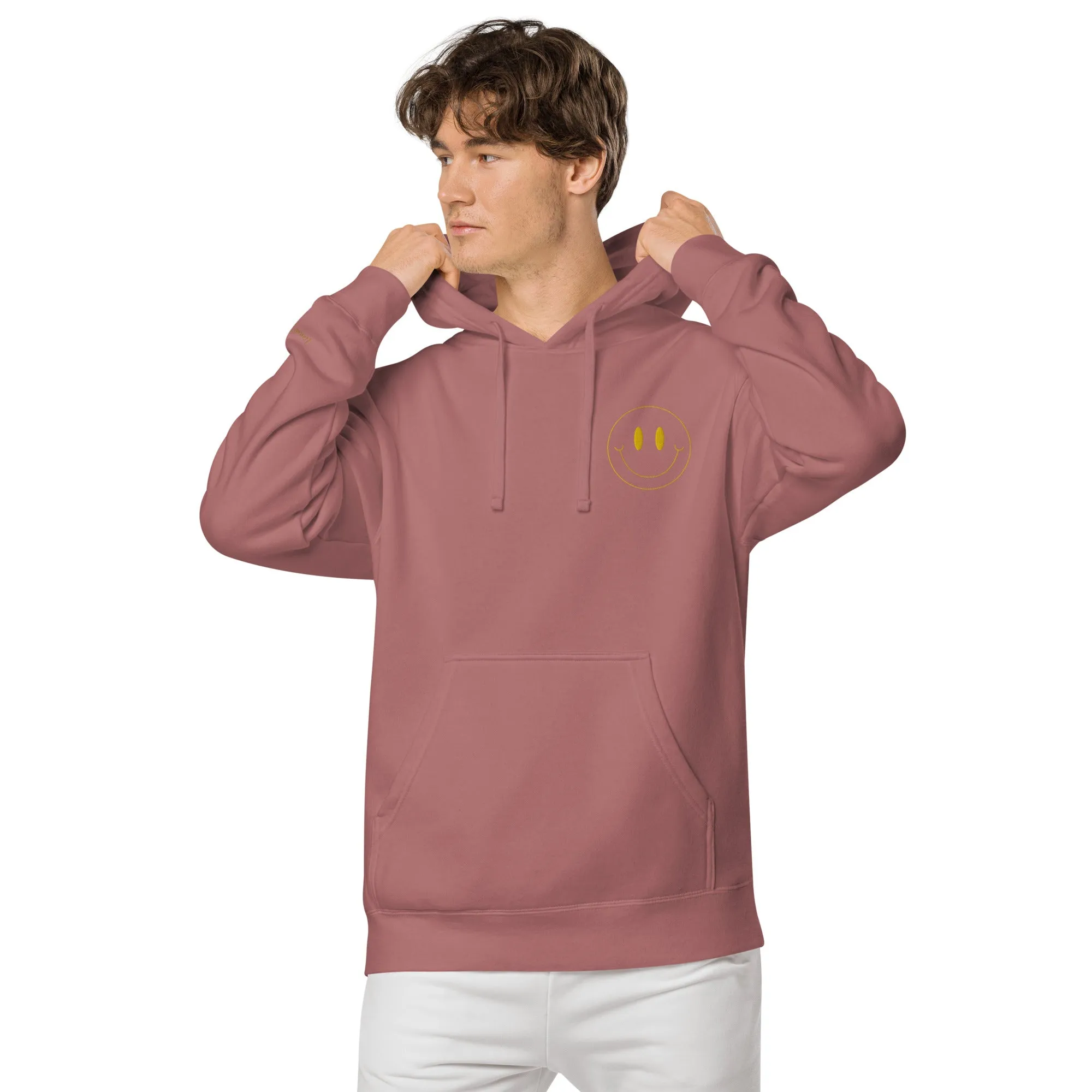 Smiley Face Design Unisex Pigment-Dyed Hoodie