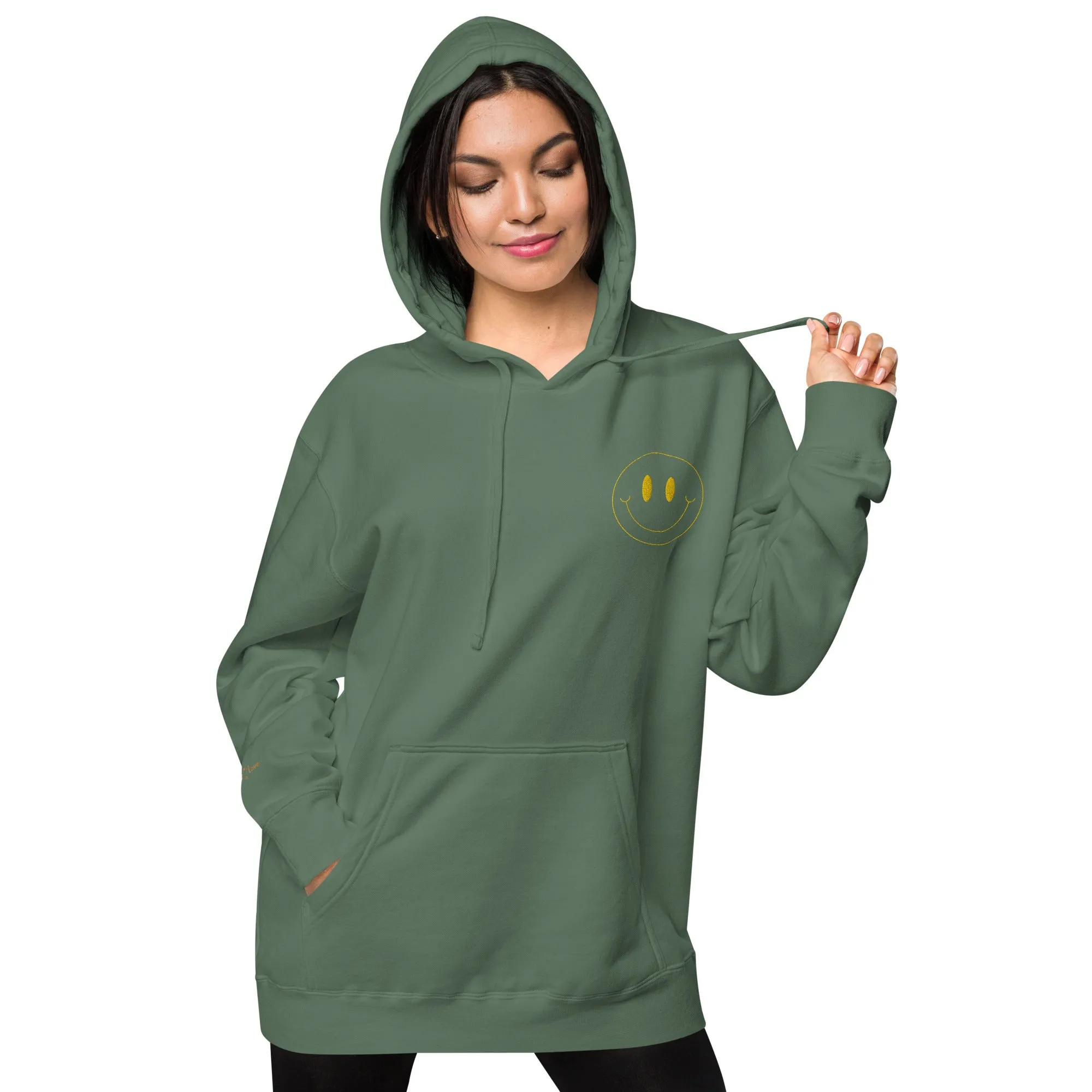 Smiley Face Design Unisex Pigment-Dyed Hoodie