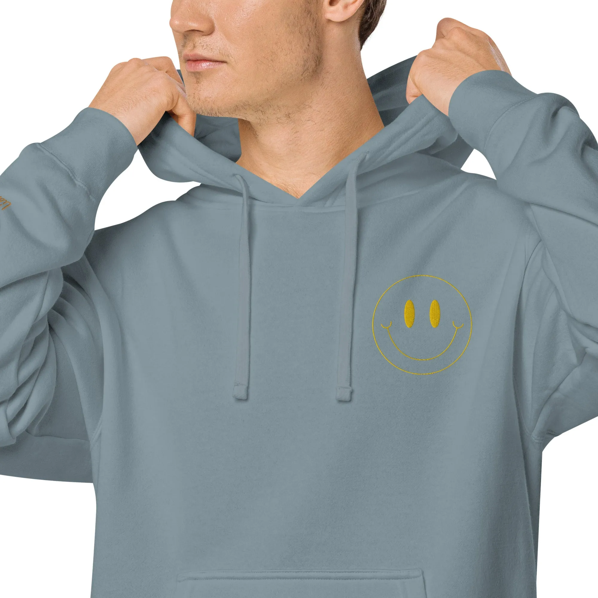 Smiley Face Design Unisex Pigment-Dyed Hoodie