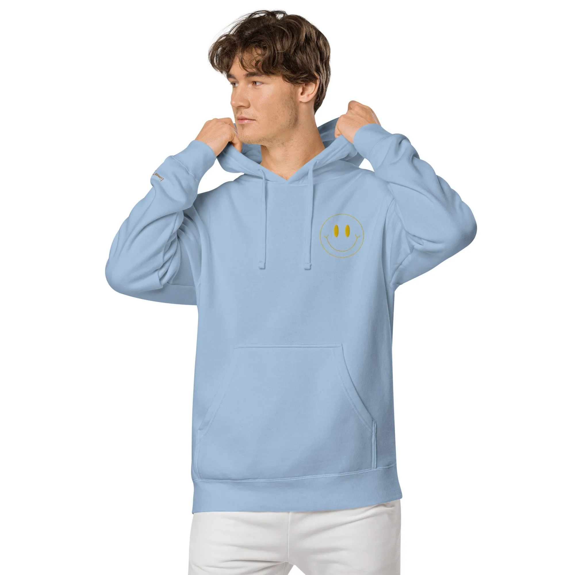 Smiley Face Design Unisex Pigment-Dyed Hoodie