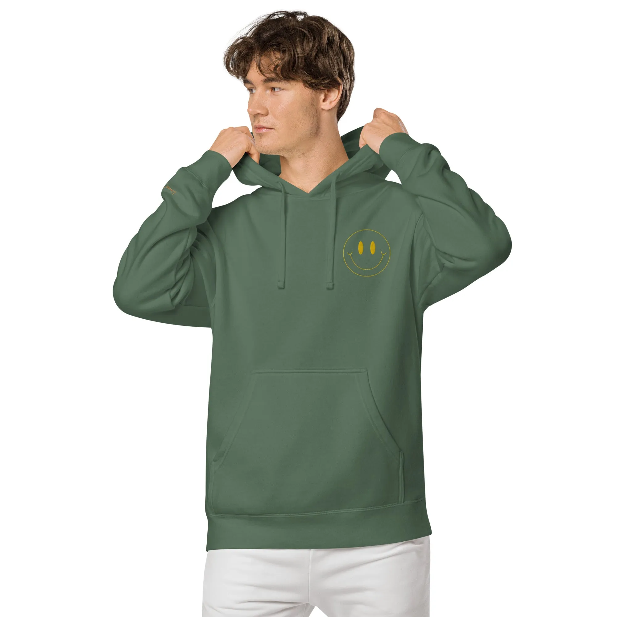 Smiley Face Design Unisex Pigment-Dyed Hoodie