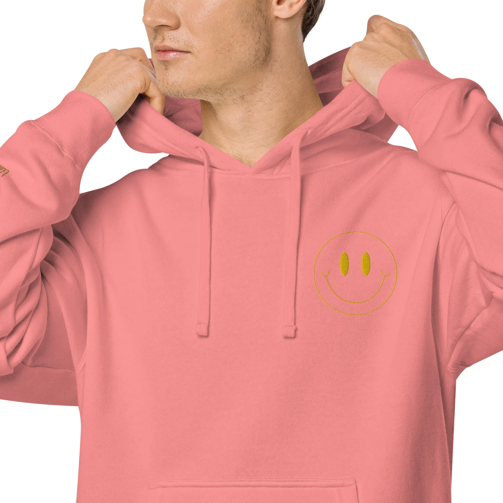 Smiley Face Design Unisex Pigment-Dyed Hoodie