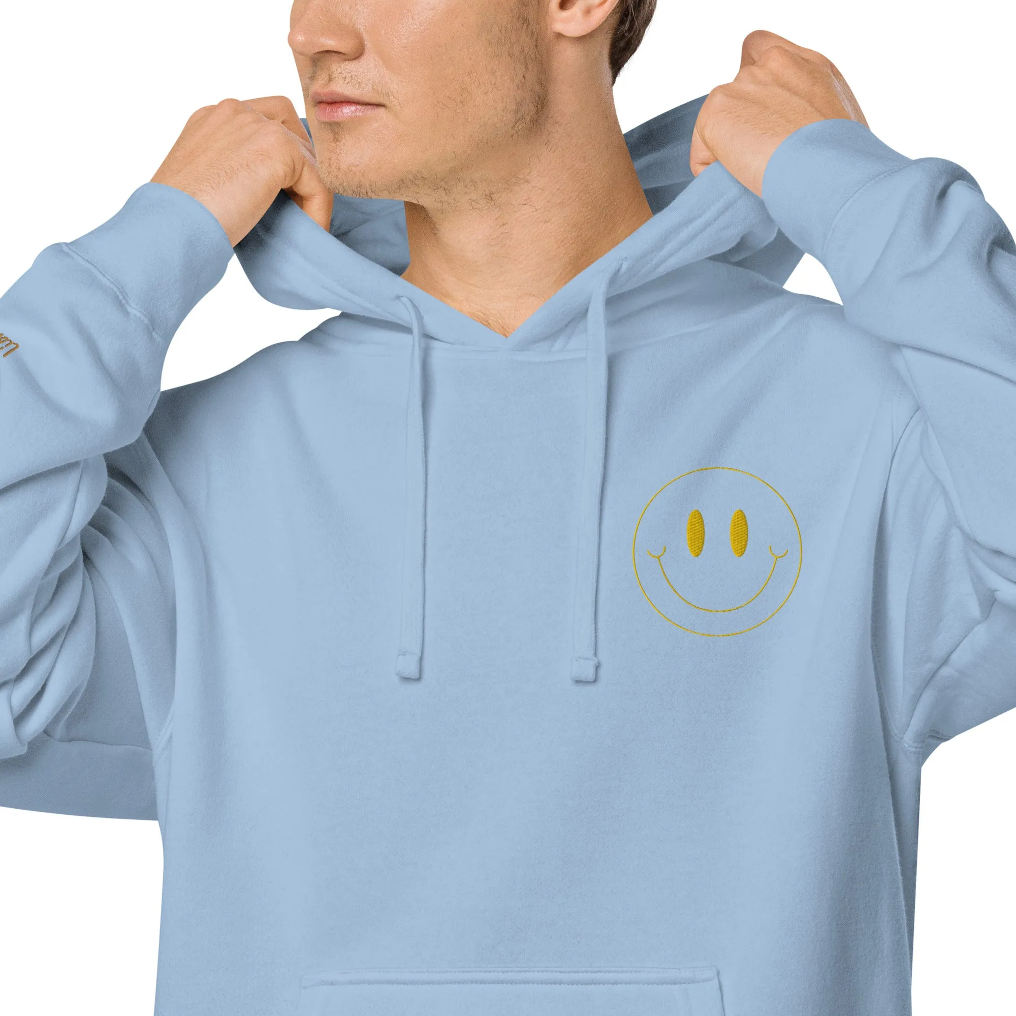 Smiley Face Design Unisex Pigment-Dyed Hoodie
