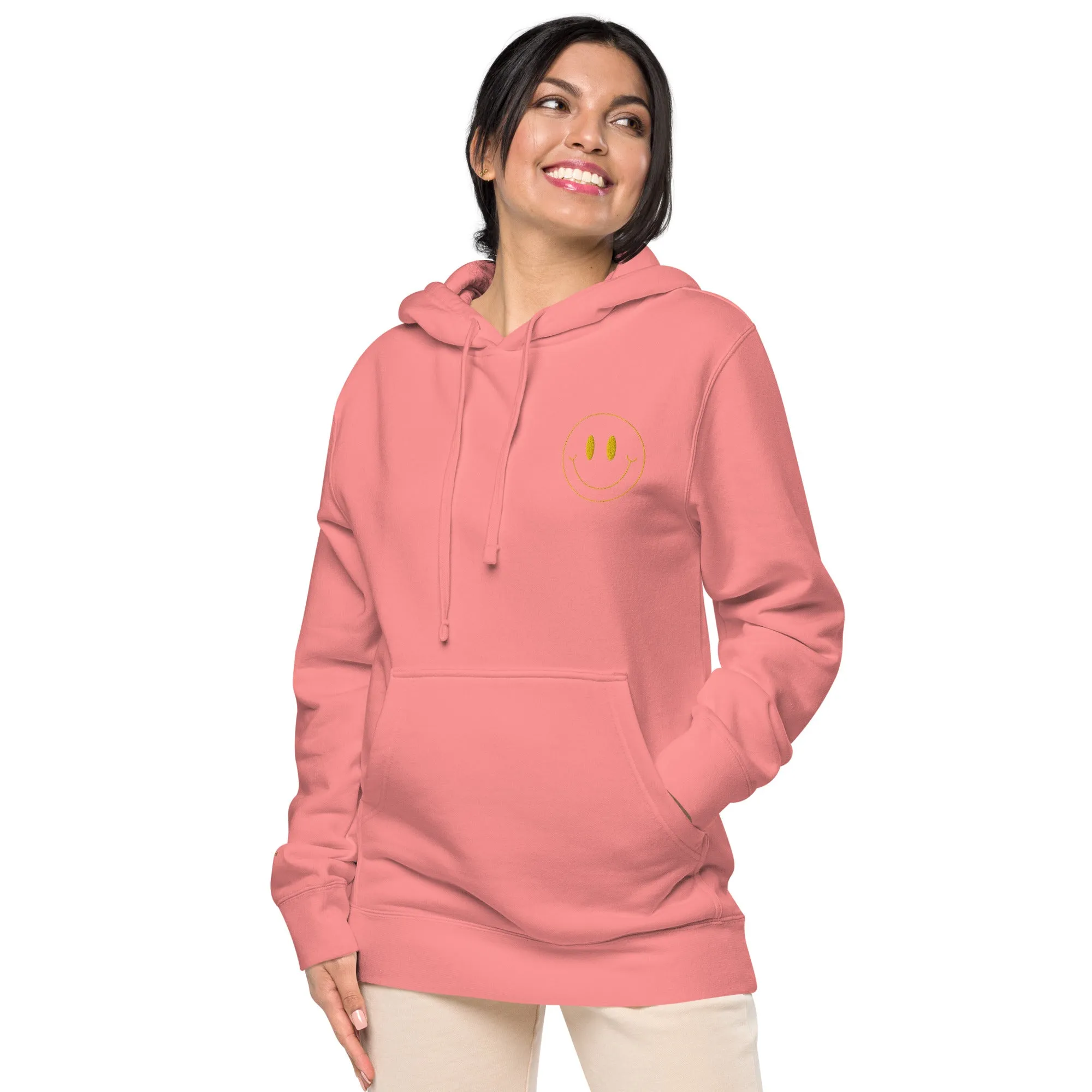 Smiley Face Design Unisex Pigment-Dyed Hoodie