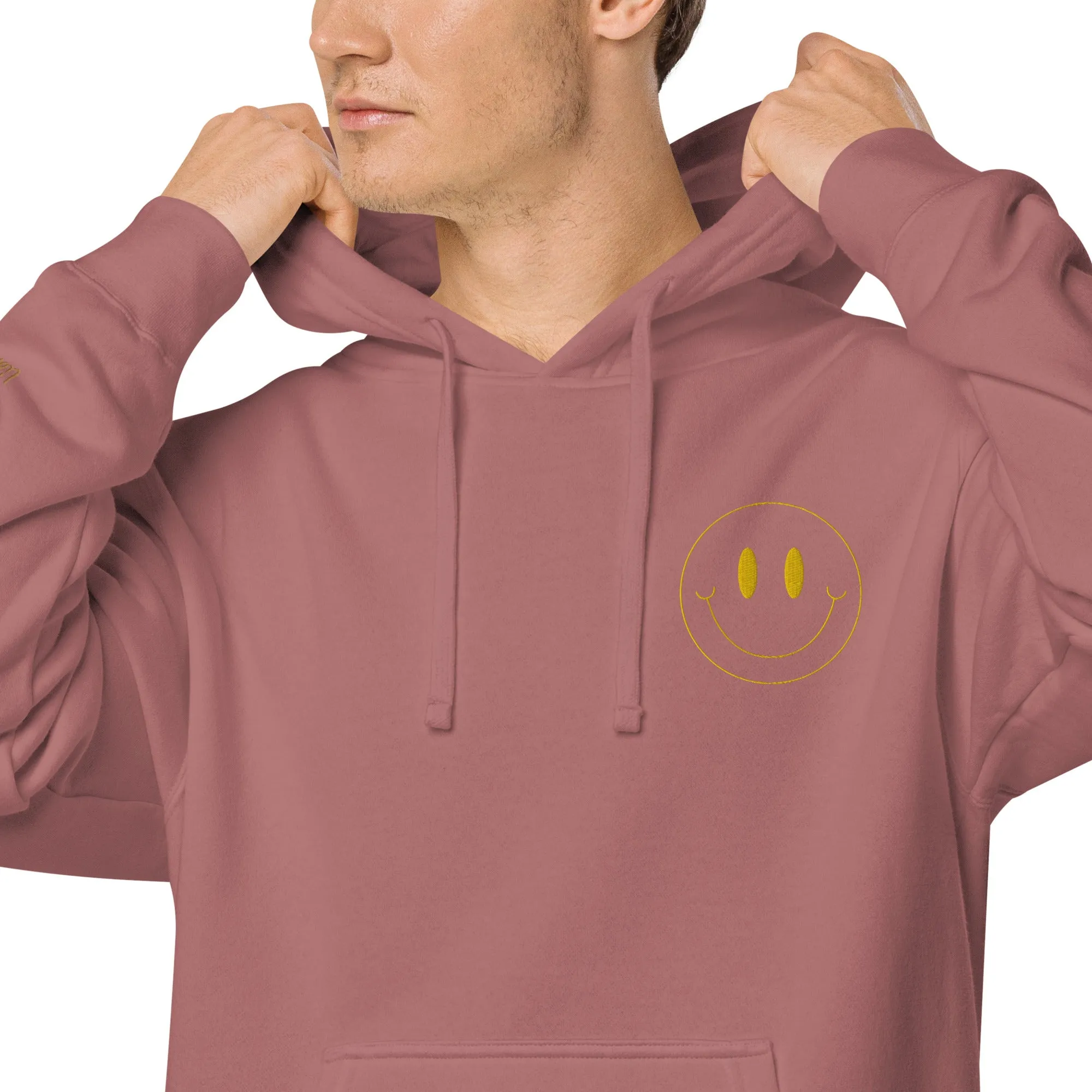 Smiley Face Design Unisex Pigment-Dyed Hoodie