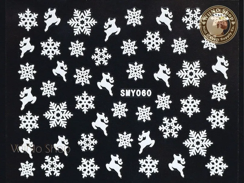 SMY060 White Snowflake Christmas Adhesive Nail Art Sticker - 1 pc