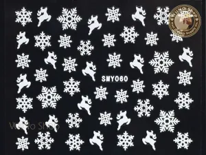 SMY060 White Snowflake Christmas Adhesive Nail Art Sticker - 1 pc