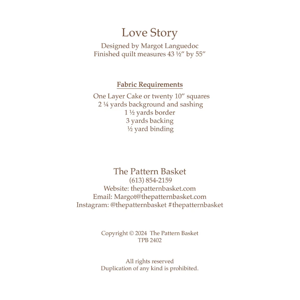 The Pattern Basket ~ Love Story Quilt Pattern
