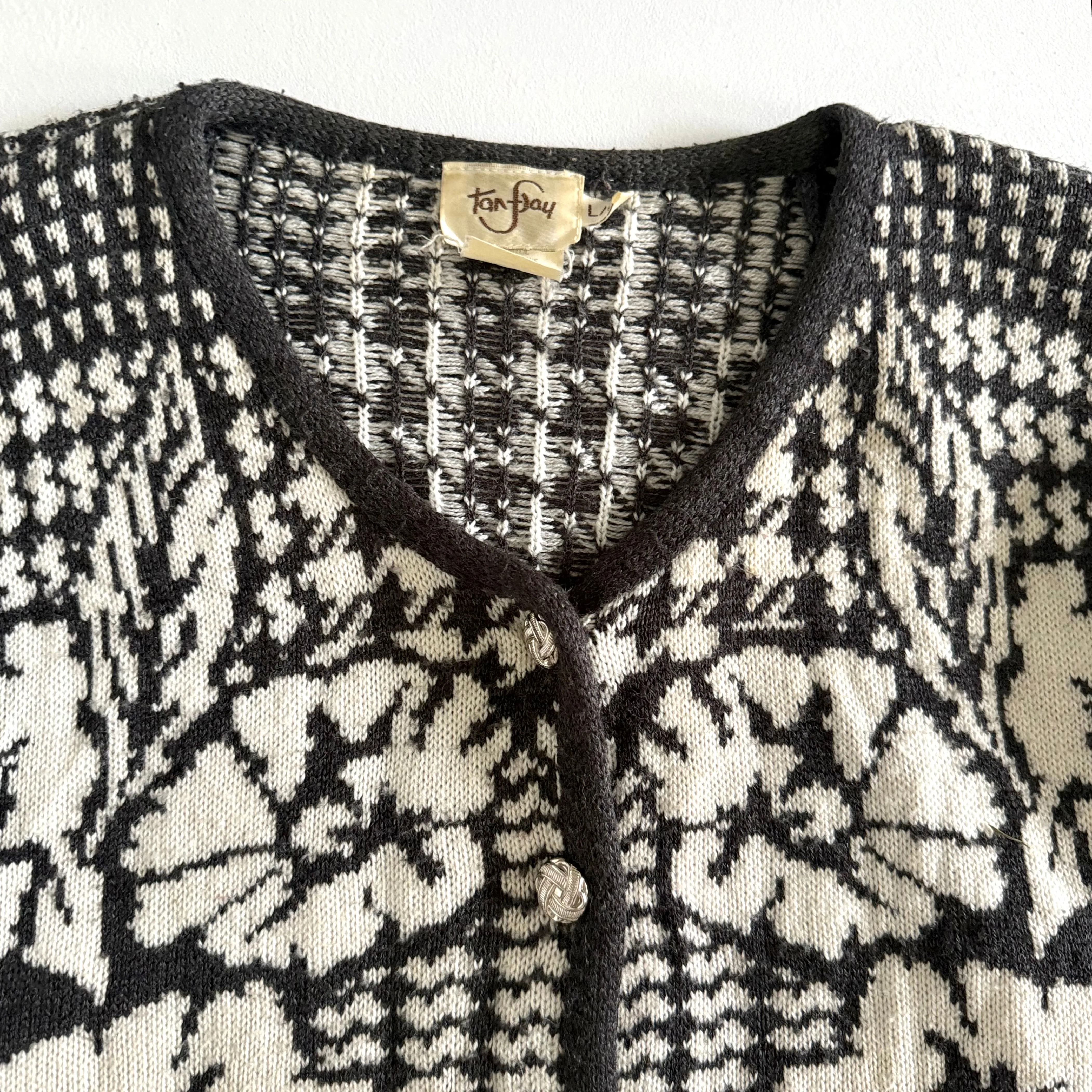 Vintage TanJay, Floral Houndstooth Cardigan