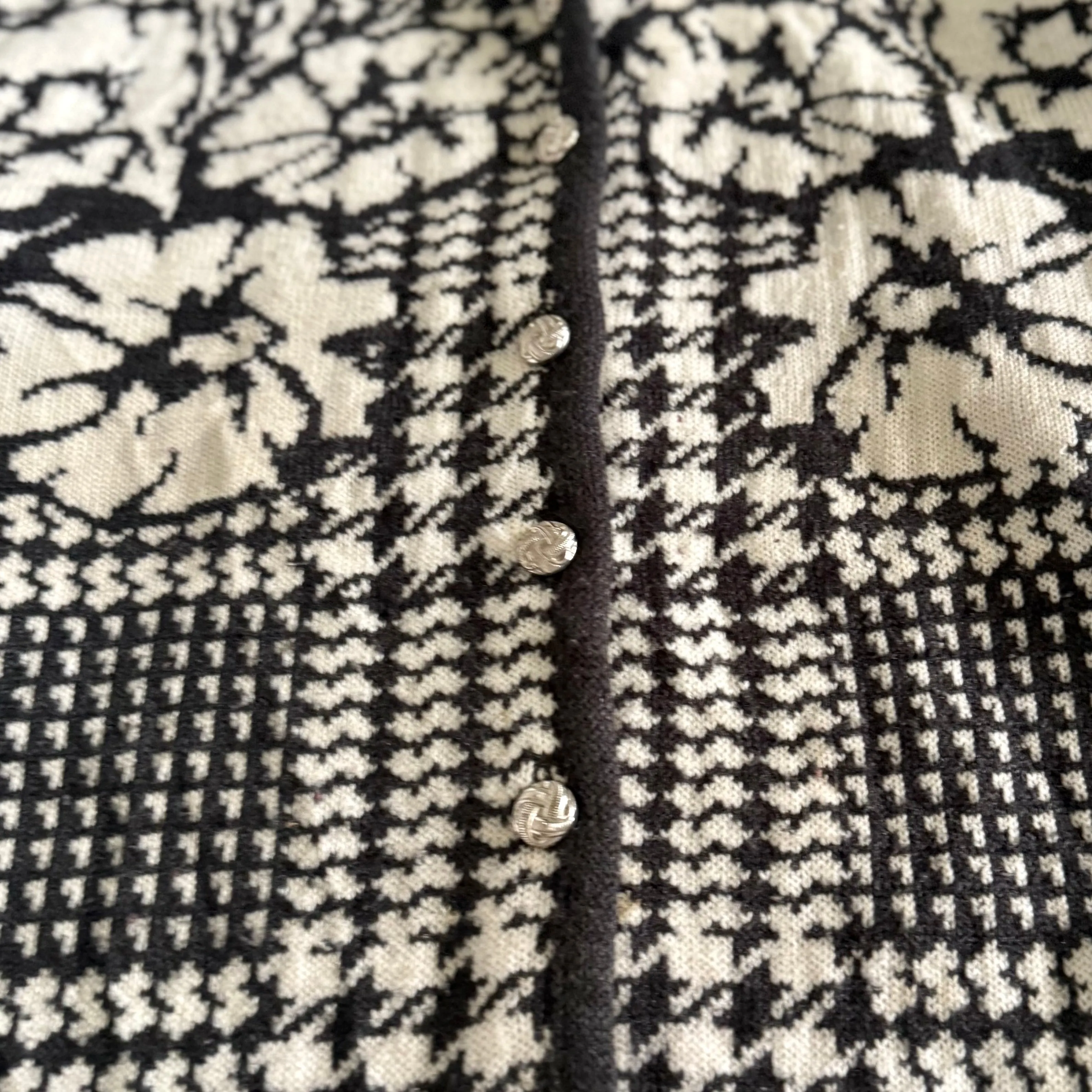 Vintage TanJay, Floral Houndstooth Cardigan