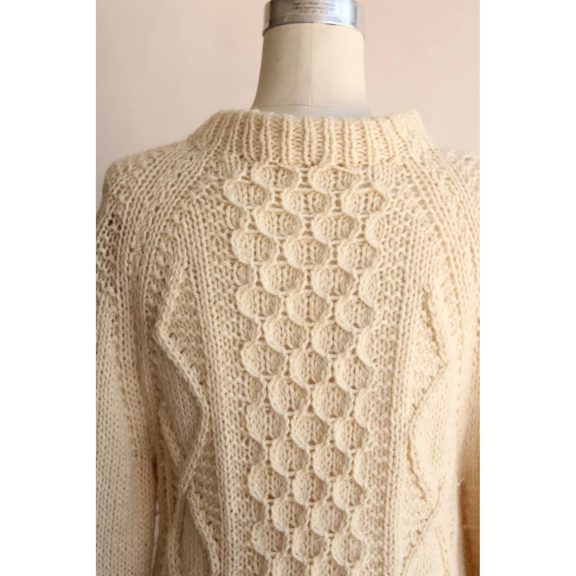 Vintage Wool Ivory Cable Knit Fisherman Sweater