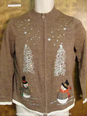 Waving Snowmen Ugly Sweater for Xmas